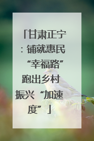 甘肃正宁：铺就惠民“幸福路” 跑出乡村振兴“加速度”