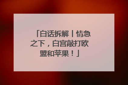 白话拆解丨情急之下，白宫敲打欧盟和苹果！