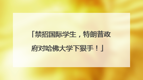 禁招国际学生，特朗普政府对哈佛大学下狠手！
