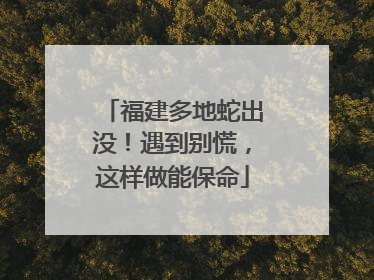 福建多地蛇出没！遇到别慌，这样做能保命