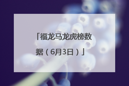 福龙马龙虎榜数据（6月3日）