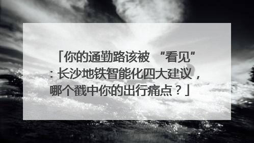 你的通勤路该被 “看见”：长沙地铁智能化四大建议，哪个戳中你的出行痛点？