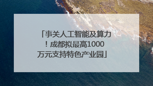 事关人工智能及算力！成都拟最高1000万元支持特色产业园