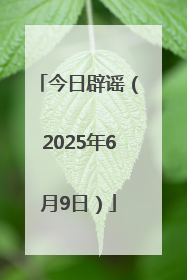 今日辟谣（2025年6月9日）