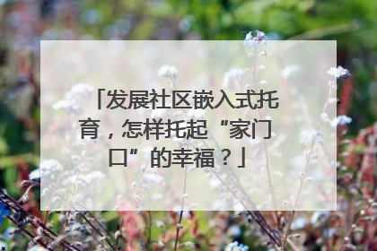 发展社区嵌入式托育，怎样托起“家门口”的幸福？