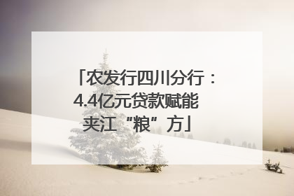农发行四川分行：4.4亿元贷款赋能夹江“粮”方