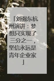 刘强东杭州演讲：梦想只实现了三分之一，坚信永远是青年企业家