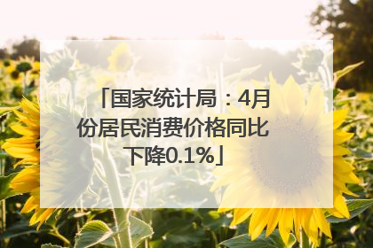 国家统计局：4月份居民消费价格同比下降0.1%