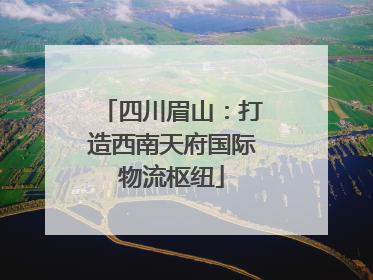 四川眉山：打造西南天府国际物流枢纽