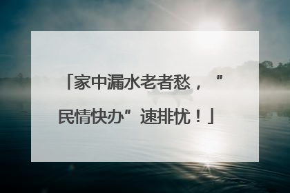 家中漏水老者愁，“民情快办”速排忧！