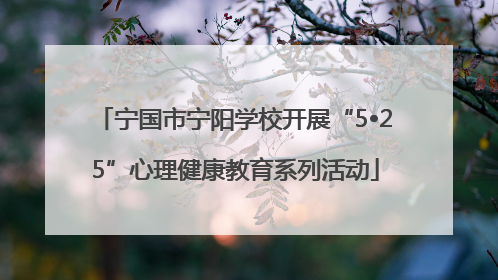 宁国市宁阳学校开展“5•25”心理健康教育系列活动