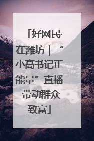 好网民·在潍坊｜“小高书记正能量”直播 带动群众致富