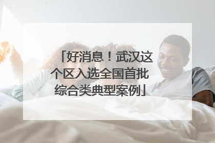 好消息！武汉这个区入选全国首批综合类典型案例
