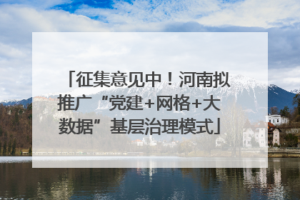 征集意见中！河南拟推广“党建+网格+大数据”基层治理模式