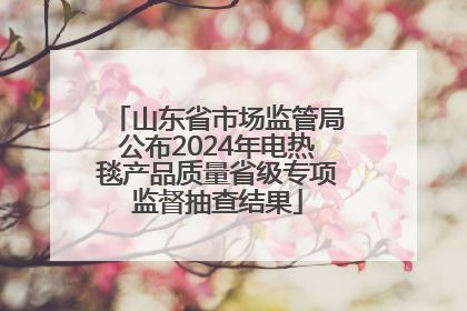 山东省市场监管局公布2024年电热毯产品质量省级专项监督抽查结果