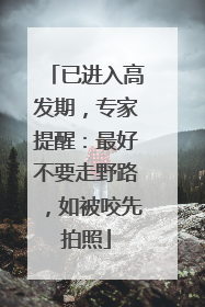 已进入高发期，专家提醒：最好不要走野路，如被咬先拍照