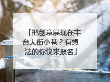 把创意展现在丰台大街小巷？有想法的你快来报名