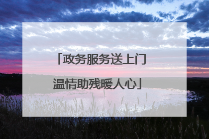 政务服务送上门 温情助残暖人心