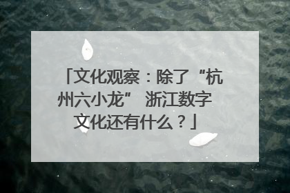 文化观察：除了“杭州六小龙” 浙江数字文化还有什么？