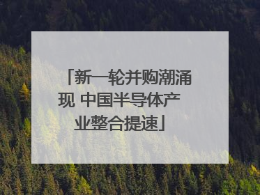 新一轮并购潮涌现 中国半导体产业整合提速