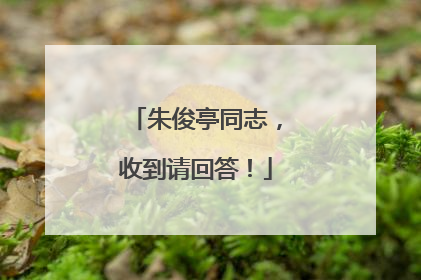 朱俊亭同志，收到请回答！