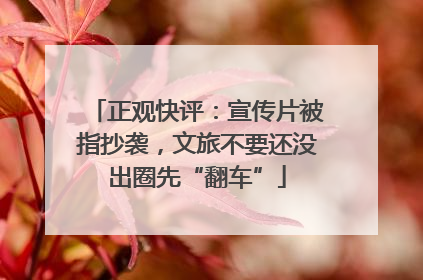 正观快评：宣传片被指抄袭，文旅不要还没出圈先“翻车”