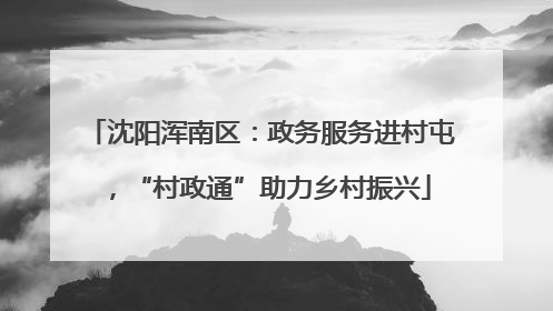 沈阳浑南区：政务服务进村屯，“村政通”助力乡村振兴