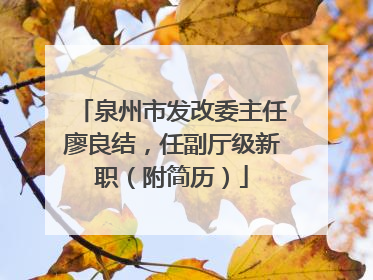泉州市发改委主任廖良结，任副厅级新职（附简历）