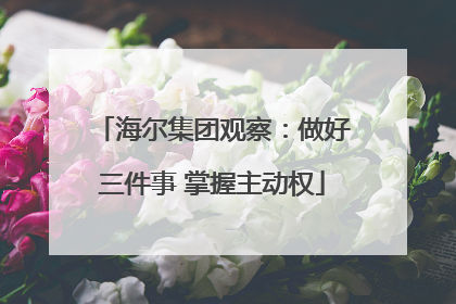 海尔集团观察：做好三件事 掌握主动权