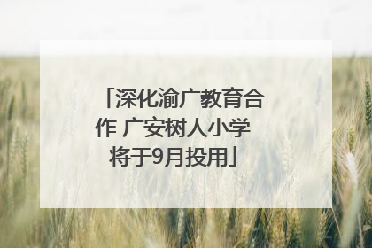 深化渝广教育合作 广安树人小学将于9月投用