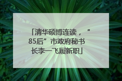 清华硕博连读，“85后”市政府秘书长李一飞履新职