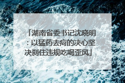 湖南省委书记沈晓明：以猛药去疴的决心坚决刹住违规吃喝歪风