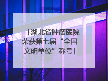 湖北省肿瘤医院荣获第七届“全国文明单位”称号
