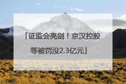 证监会亮剑！京汉控股等被罚没2.3亿元