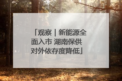观察｜新能源全面入市 湖南保供对外依存度降低