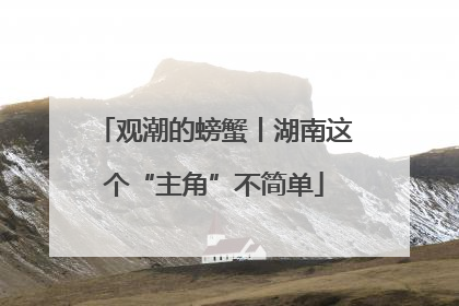 观潮的螃蟹丨湖南这个“主角”不简单