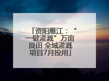 资阳雁江：“一键灌溉”万亩良田 全域灌溉项目7月投用