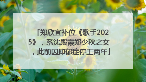 郑欣宜补位《歌手2025》，系沈殿霞郑少秋之女，此前因抑郁症停工两年