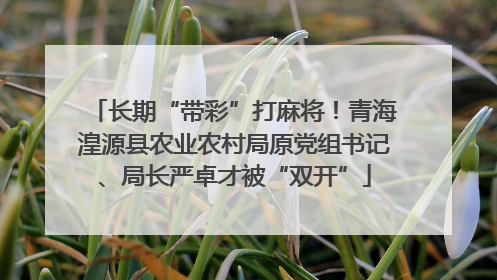 长期“带彩”打麻将！青海湟源县农业农村局原党组书记、局长严卓才被“双开”